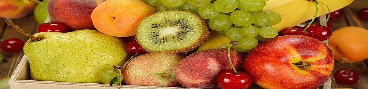 29374028 - various fruit in a wooden box on brown background